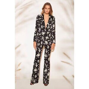 AMUR Floral Lauren Satin One Button Blazer Black Womens Size 12